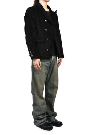 CORD HIDDEN BUTTON BLACK SUIT / BLACK
