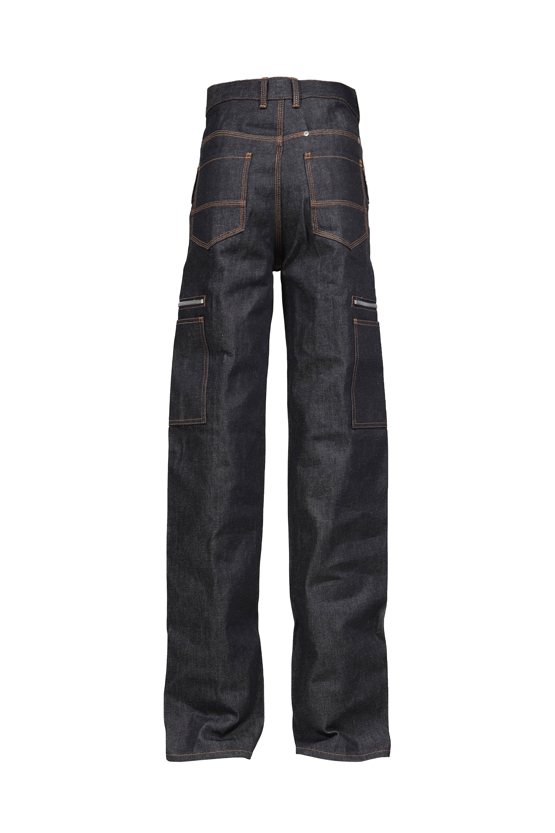 BLUE RAW JAPANESE DENIM ZIP POCKET WORK JEANS / RAW BLU