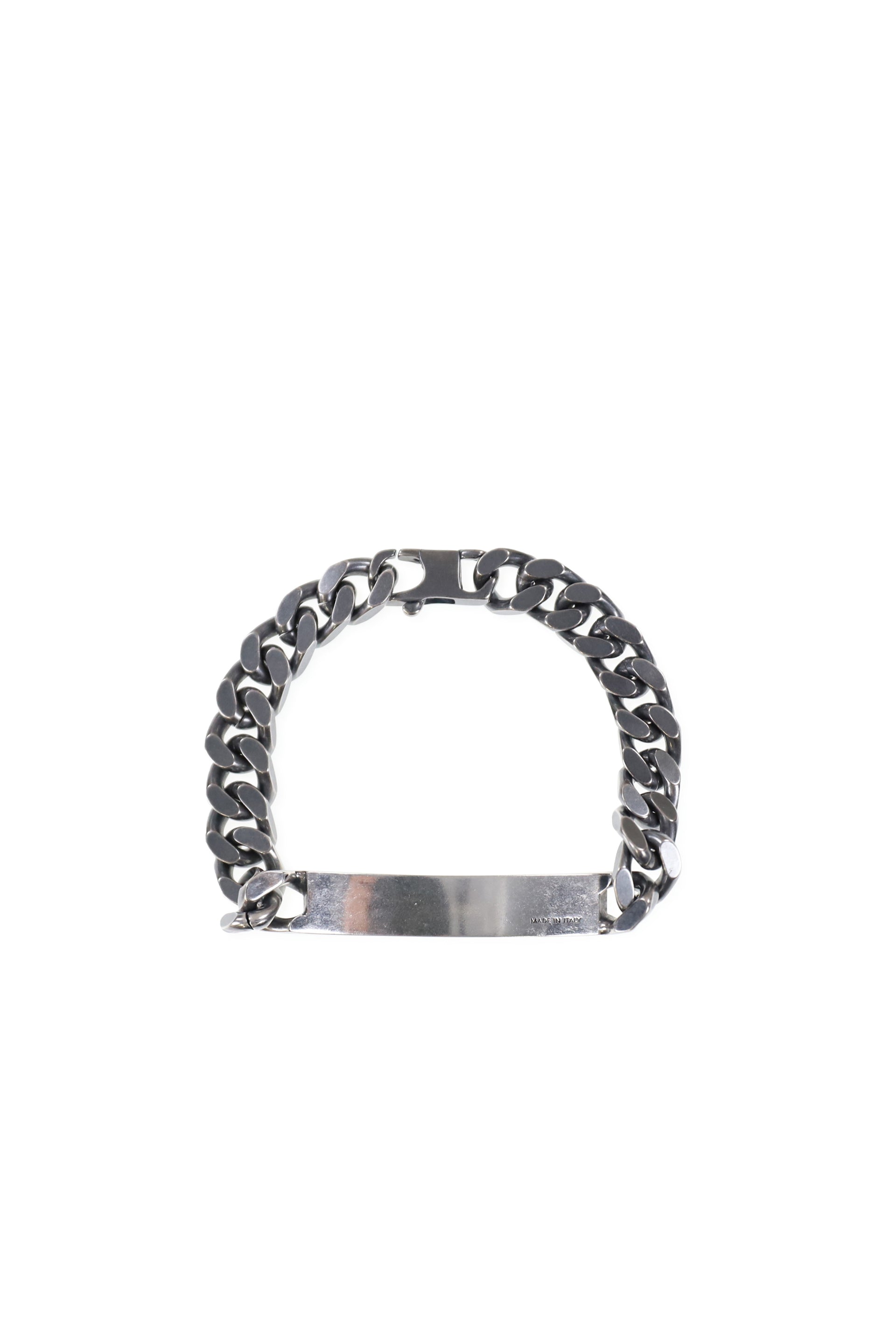 MINIMAL LOGO ID TAG CURB BRACELET / ARGENTO BRUNITO