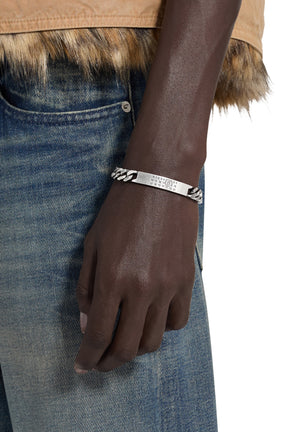 MINIMAL LOGO ID TAG CURB BRACELET / ARGENTO BRUNITO 