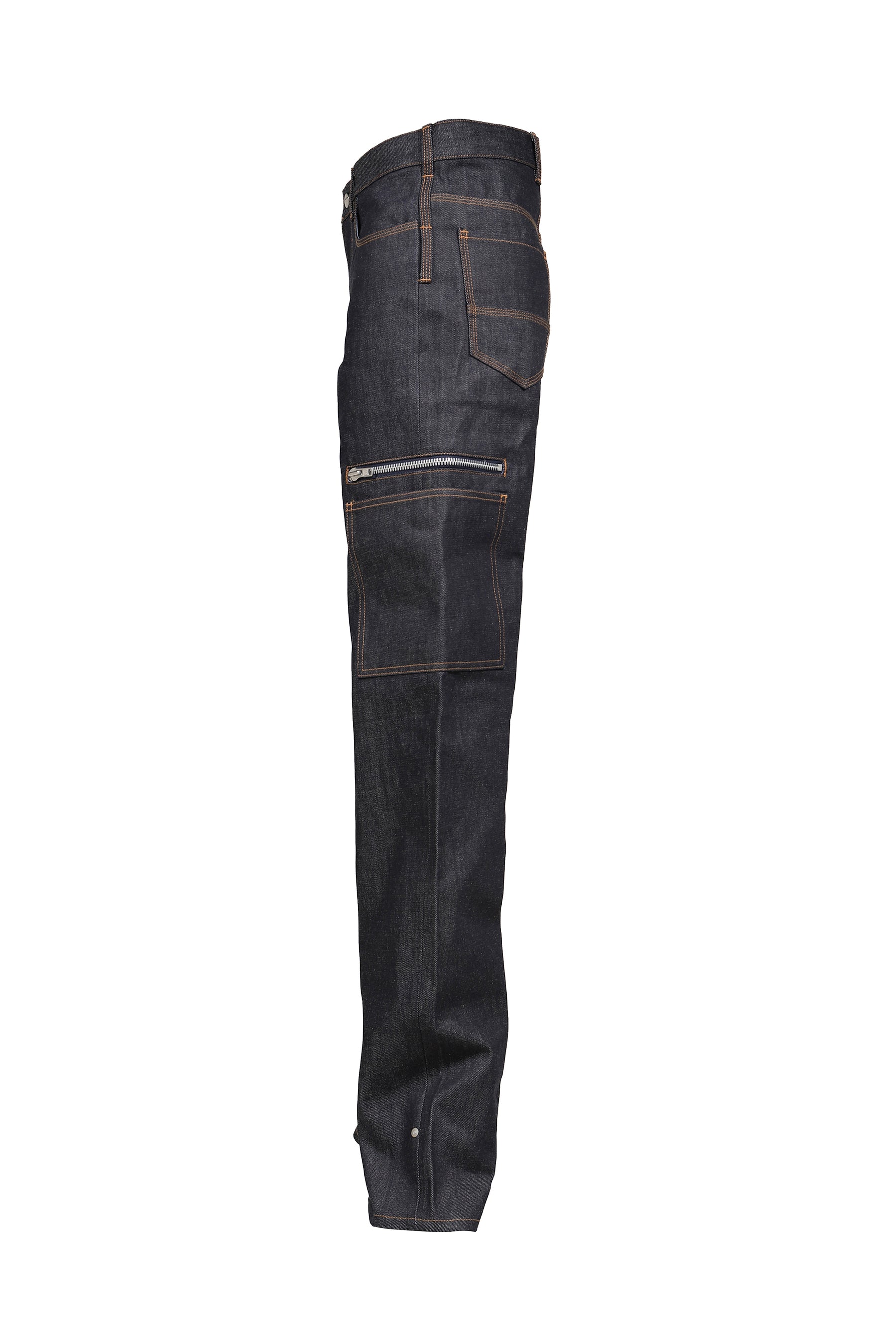 BLUE RAW JAPANESE DENIM ZIP POCKET WORK JEANS / RAW BLU