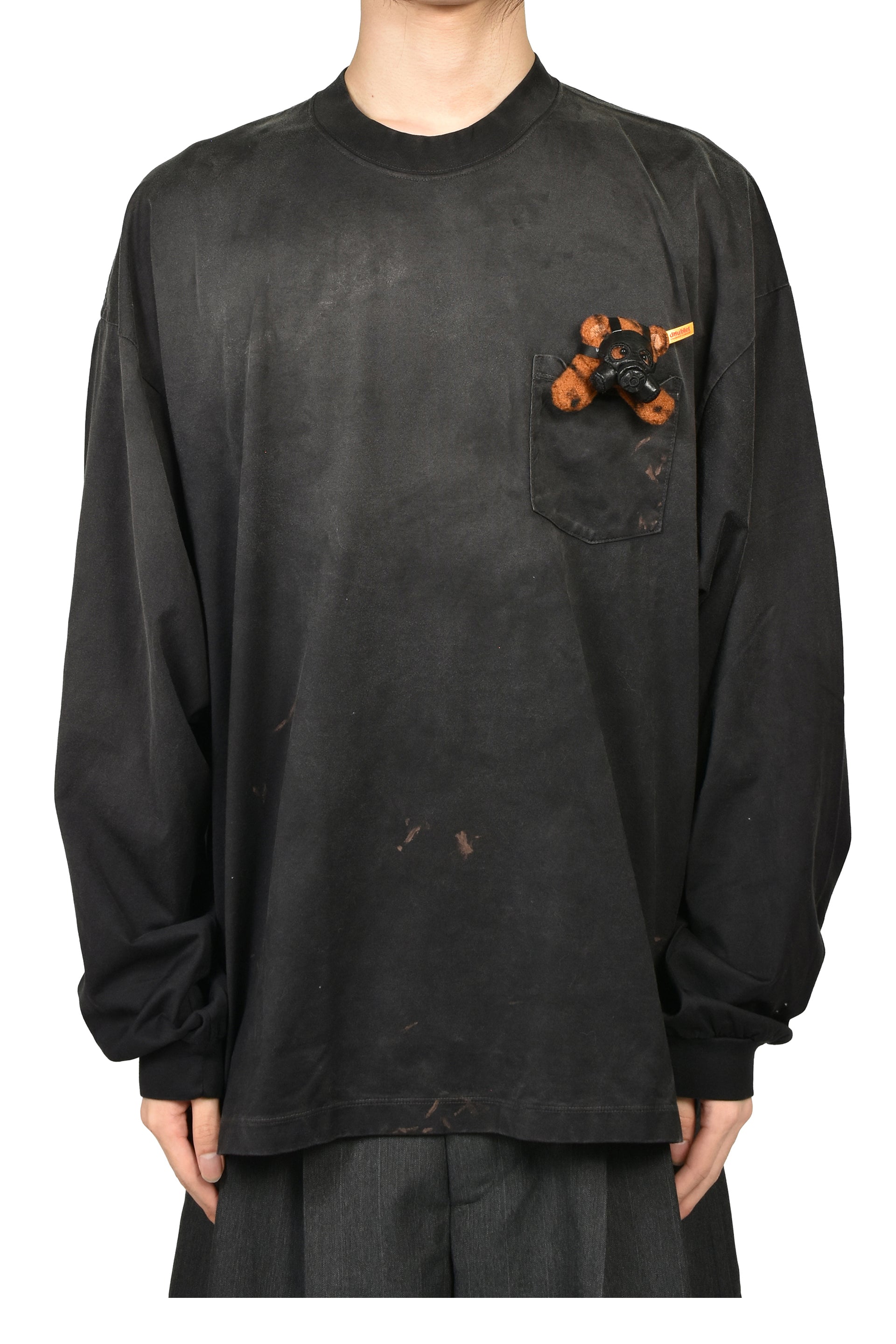 GAS MASK BEAR LONG SLEEVE T-SHIRT / BLK