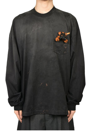 GAS MASK BEAR LONG SLEEVE T-SHIRT / BLK