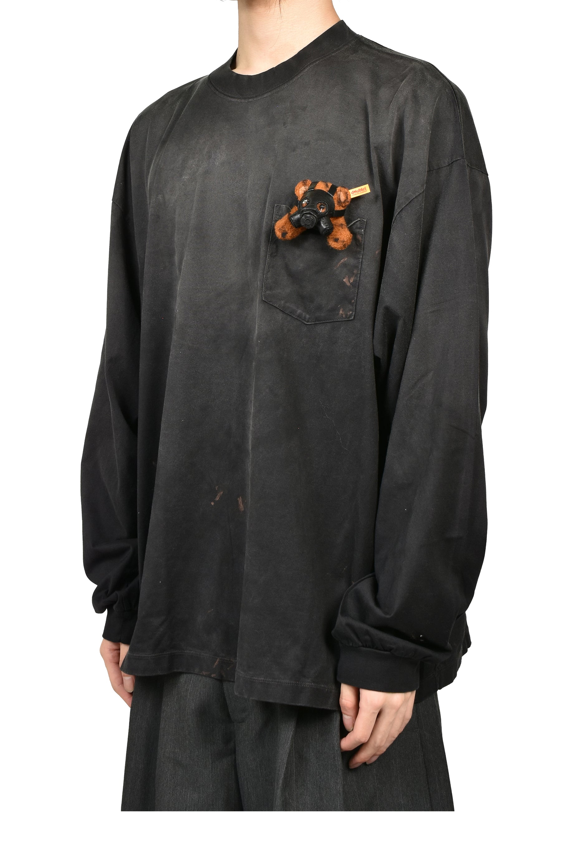 GAS MASK BEAR LONG SLEEVE T-SHIRT / BLK