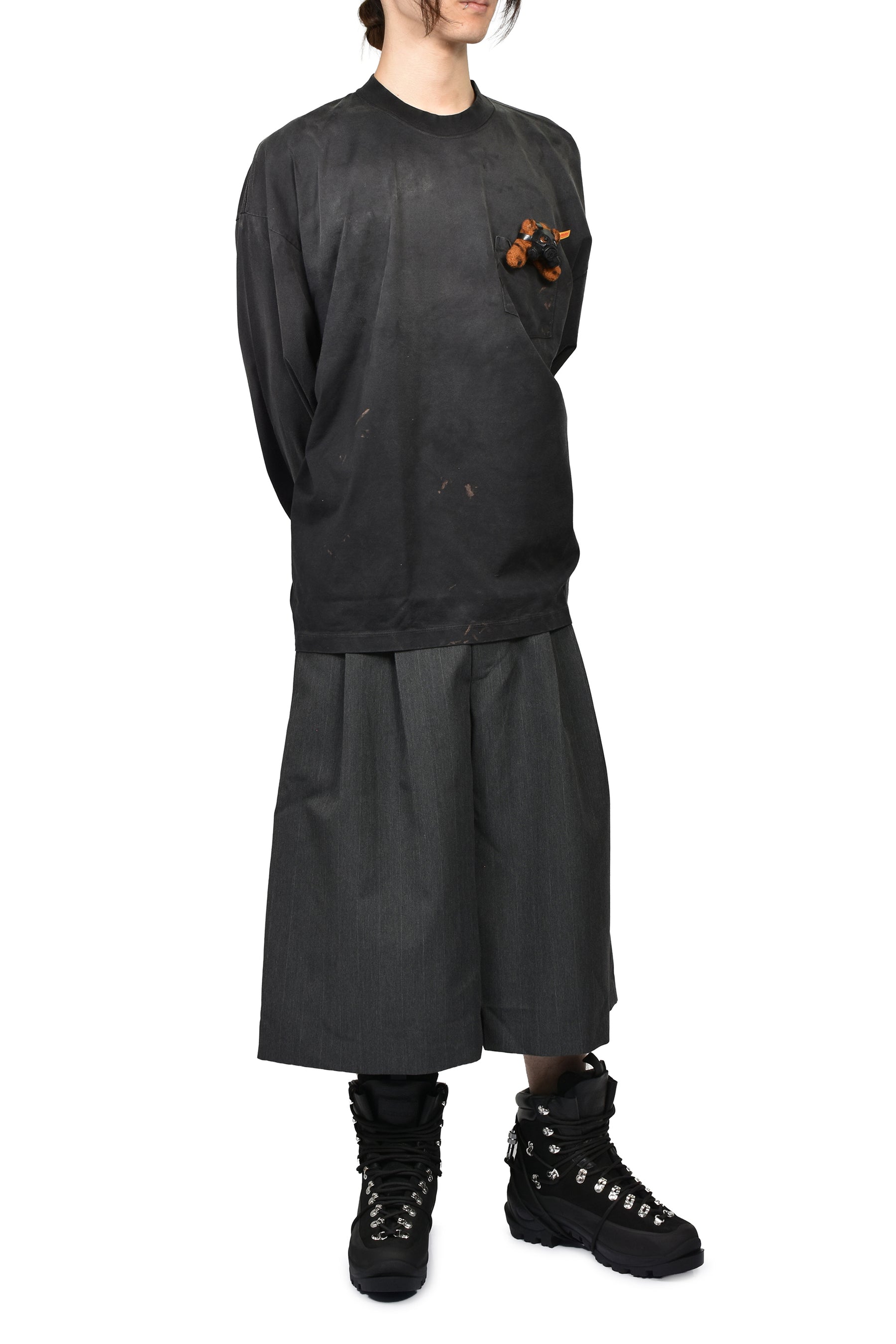 GAS MASK BEAR LONG SLEEVE T-SHIRT / BLK