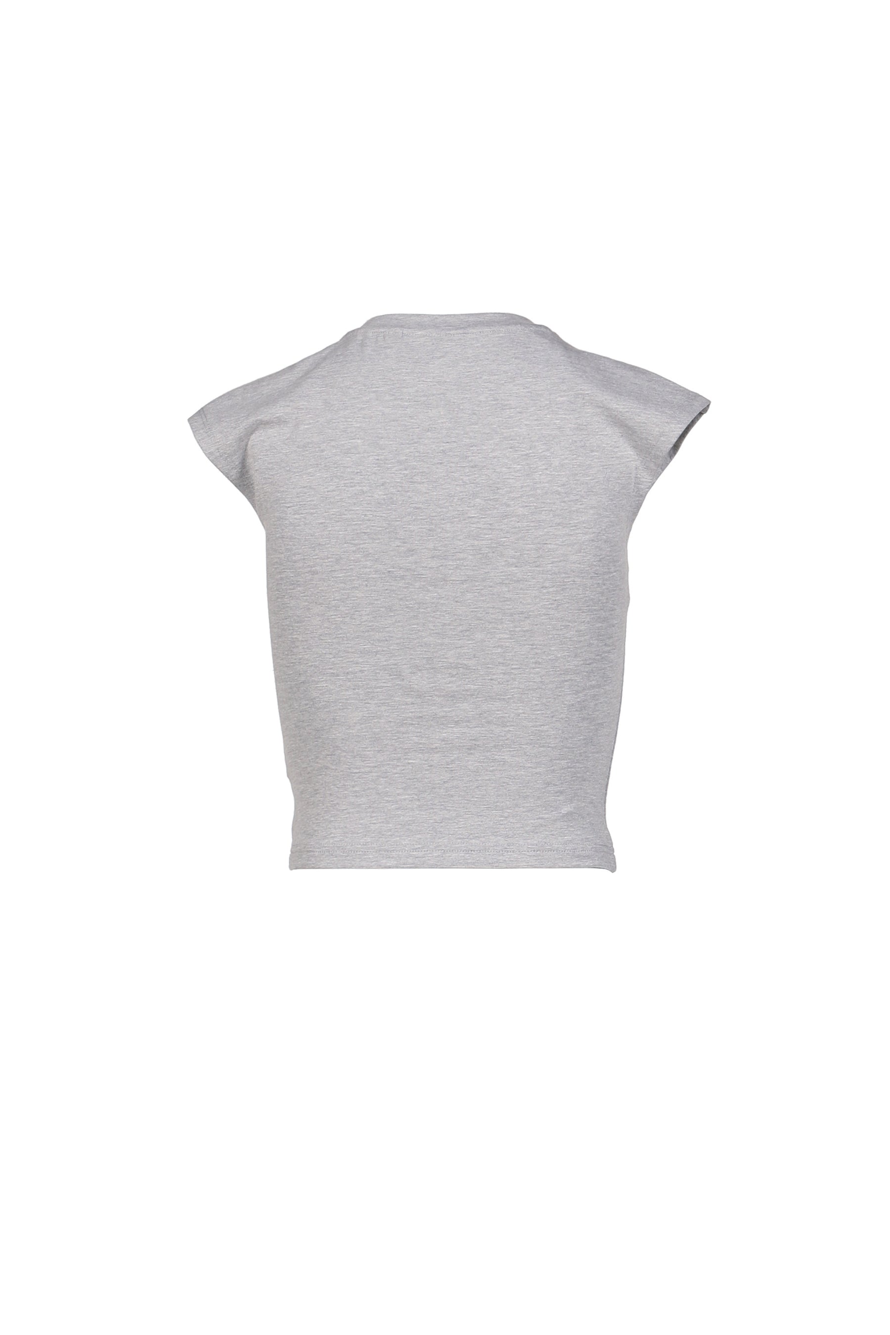 MILITARY BADGE PRINT STRUCTURED TOP / GRY