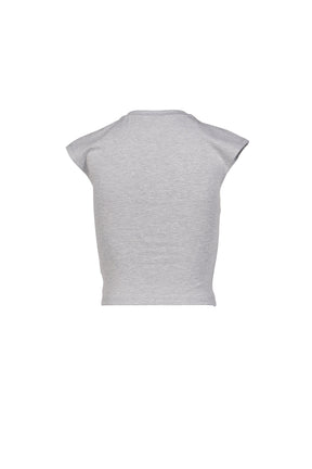 MILITARY BADGE PRINT STRUCTURED TOP / GRY