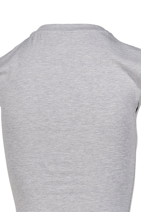 MILITARY BADGE PRINT STRUCTURED TOP / GRY
