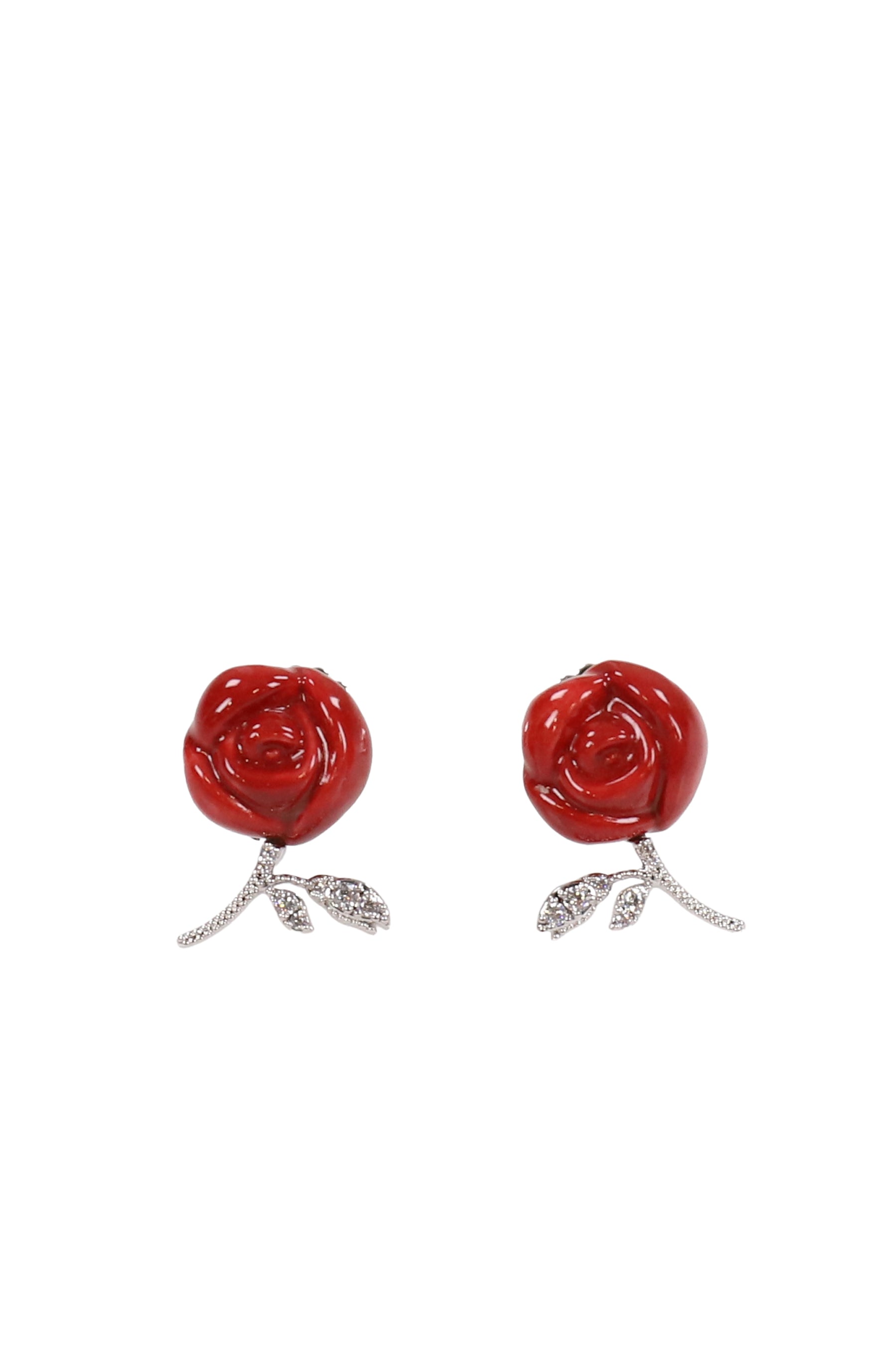CERAMICS ROSE EARRING / RED
