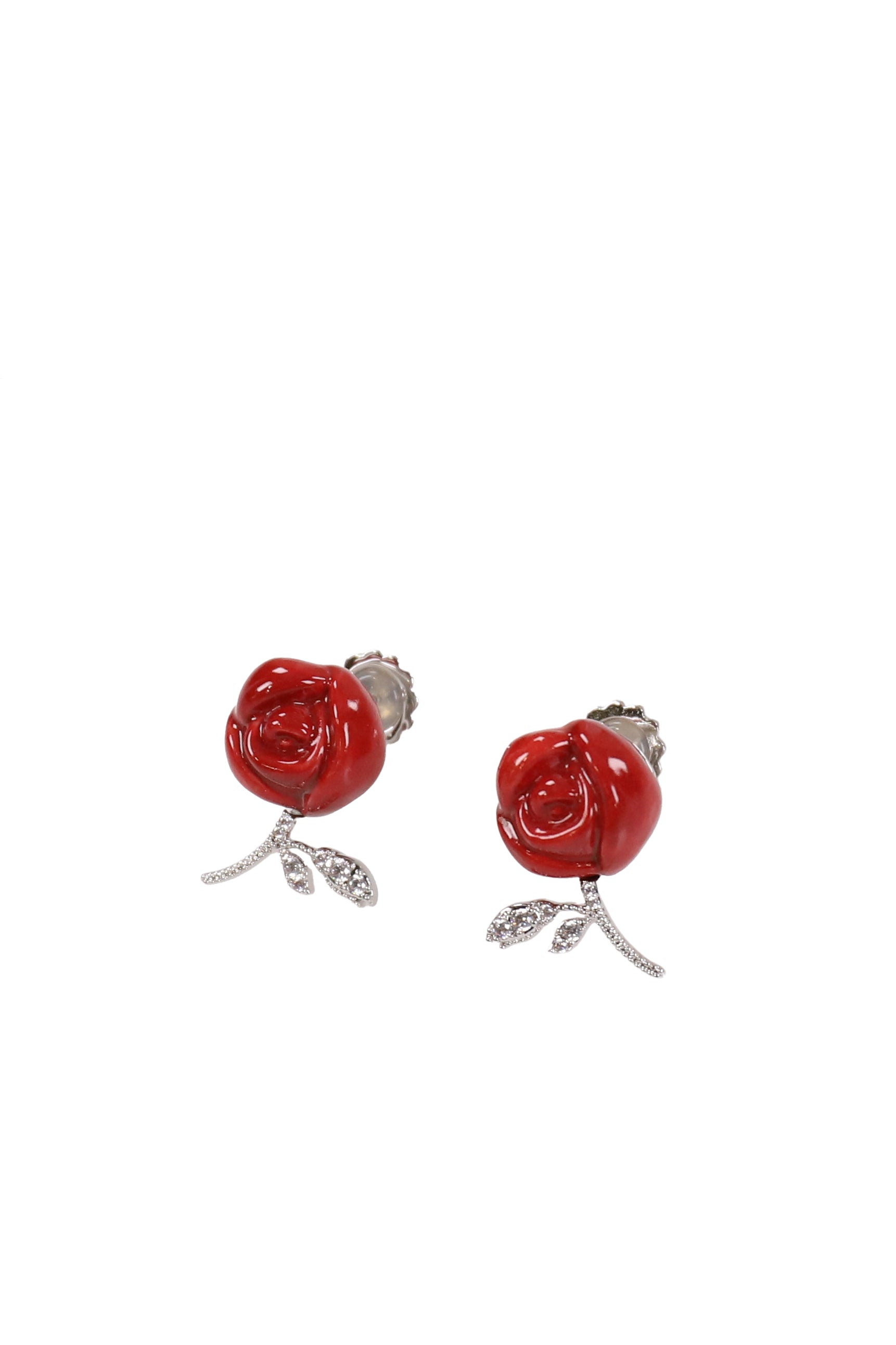 CERAMICS ROSE EARRING / RED