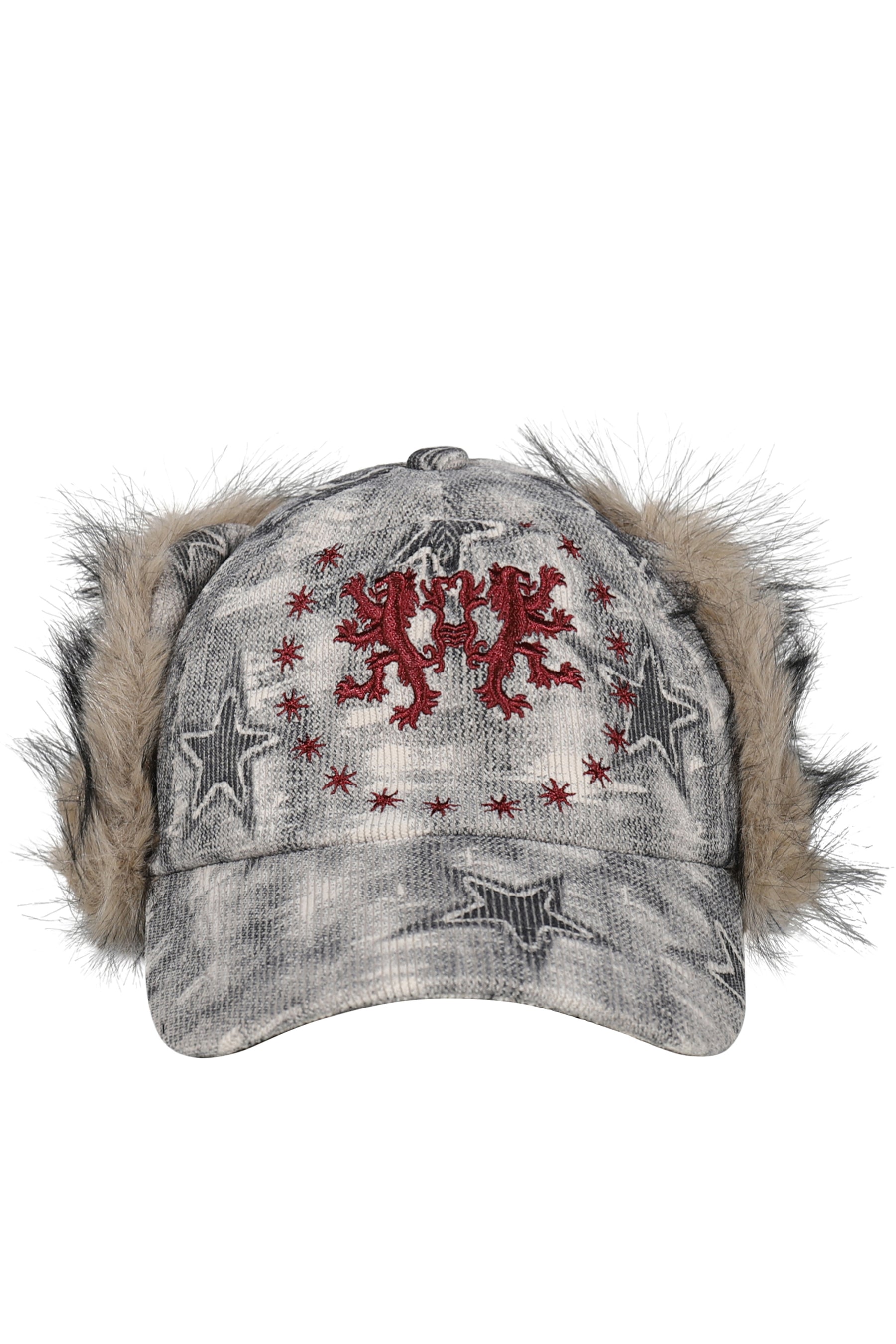 STAR SWOOSH FAUX FUR BASEBALL CAP / GRY