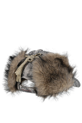 STAR SWOOSH FAUX FUR BASEBALL CAP / GRY