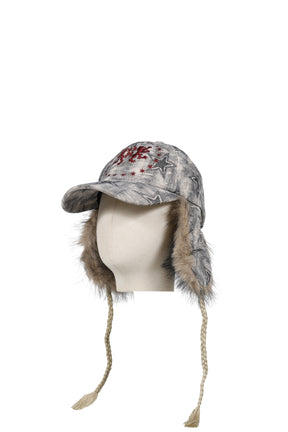 STAR SWOOSH FAUX FUR BASEBALL CAP / GRY
