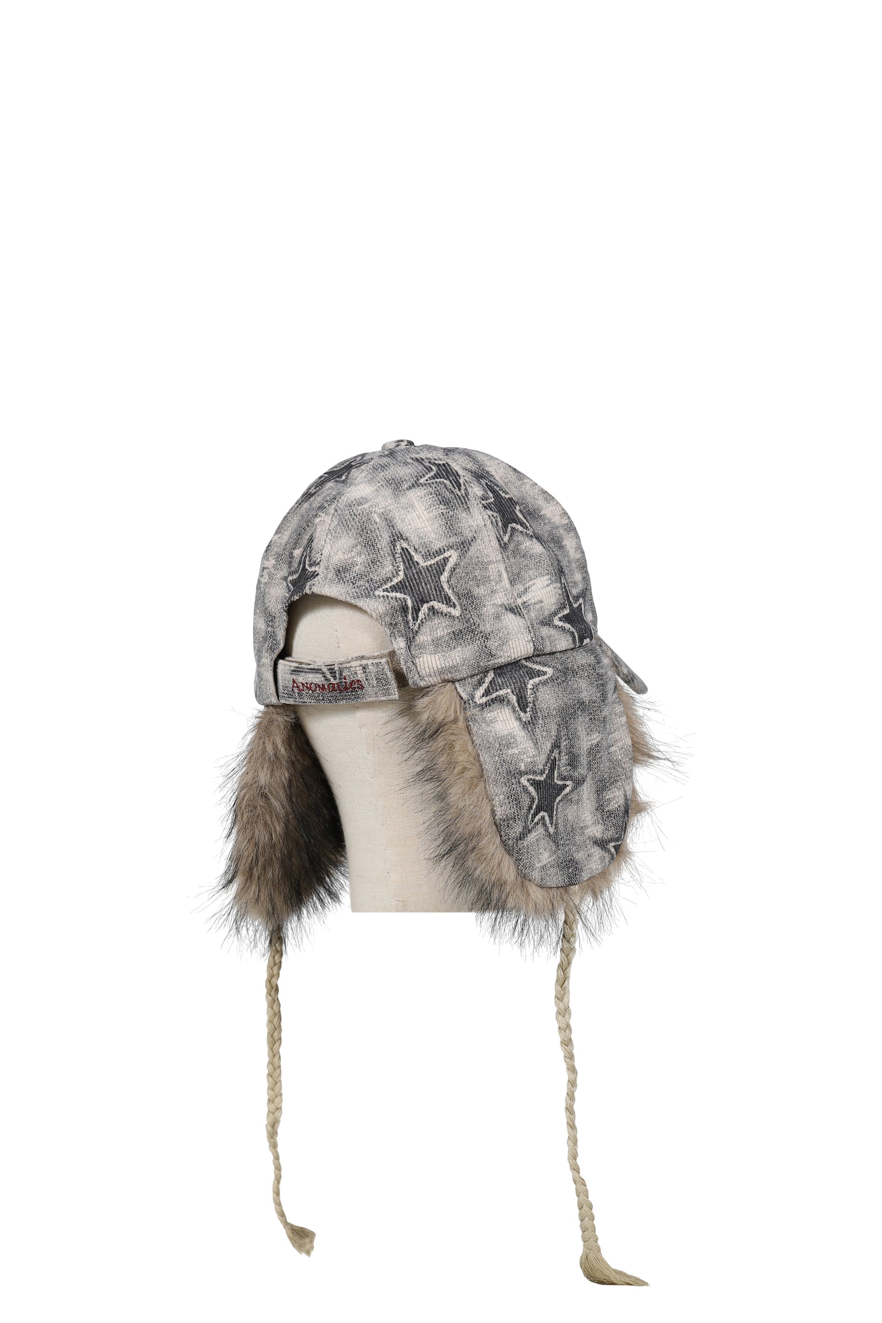 STAR SWOOSH FAUX FUR BASEBALL CAP / GRY