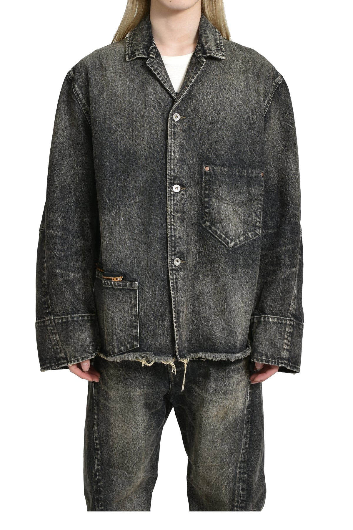 USED FINISH DENIM JACKET / BLK