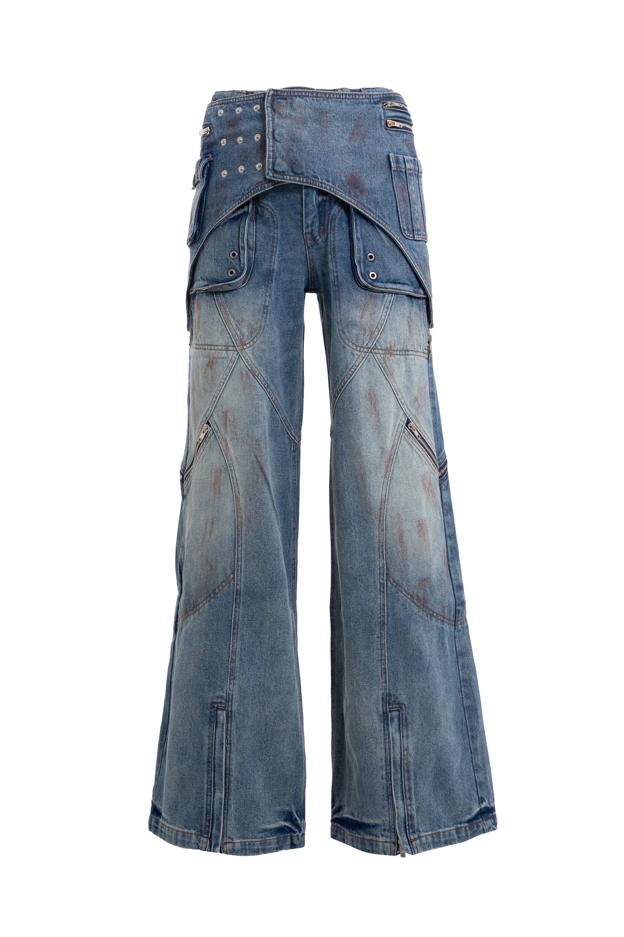 ASKYURSELF Double Knee Flare DENIM Pants - デニム/ジーンズ