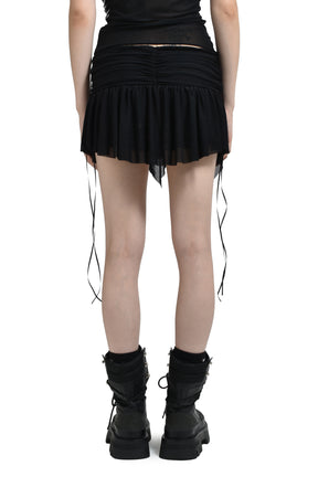 MICRO MINI GATHER SKIRTS / BLK