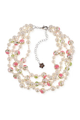 PAINTED PEARL LAYERED NECKLACE / PNK