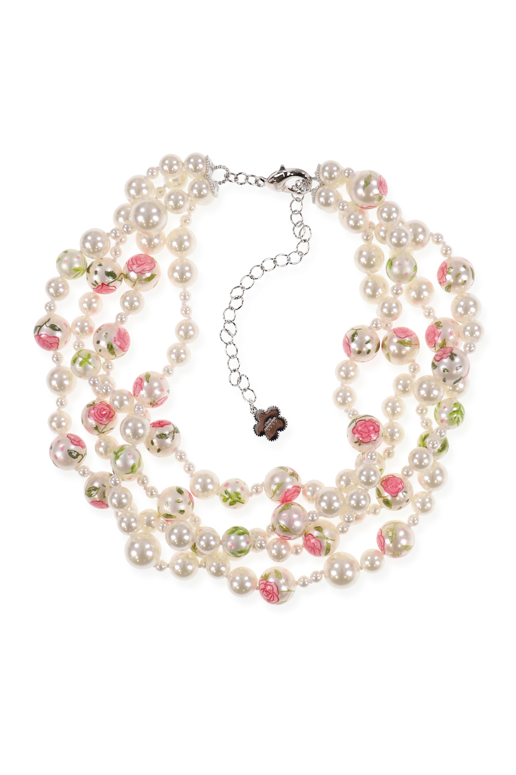 PAINTED PEARL LAYERED NECKLACE / PNK