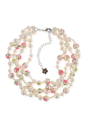 PAINTED PEARL LAYERED NECKLACE / PNK