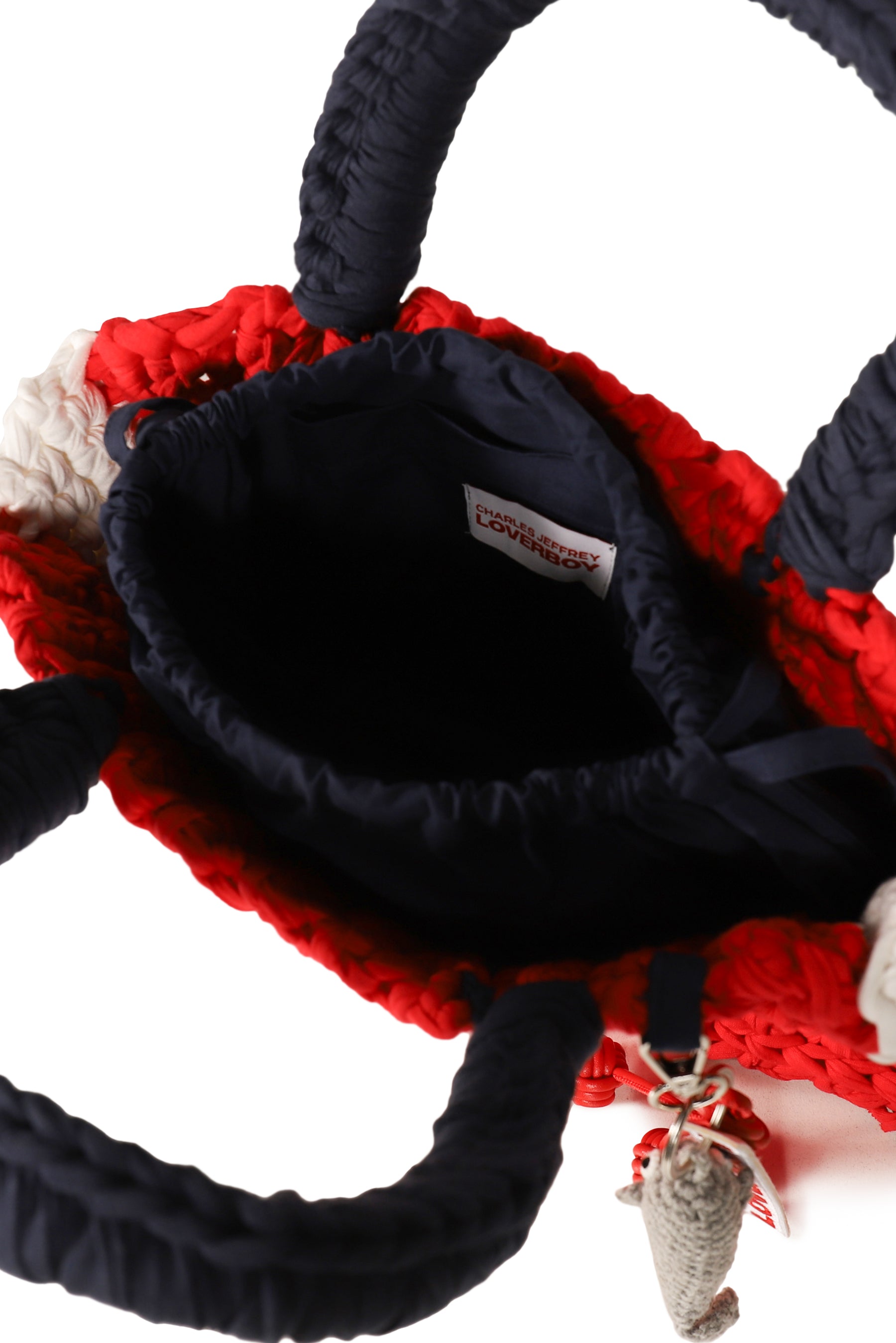 BUCKET BAG WITH FISH CHARM/RED 