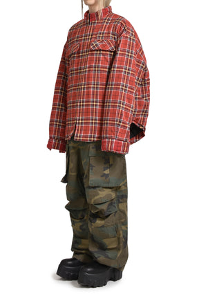 PADDED CHECK SHIRTS JACKET / RED