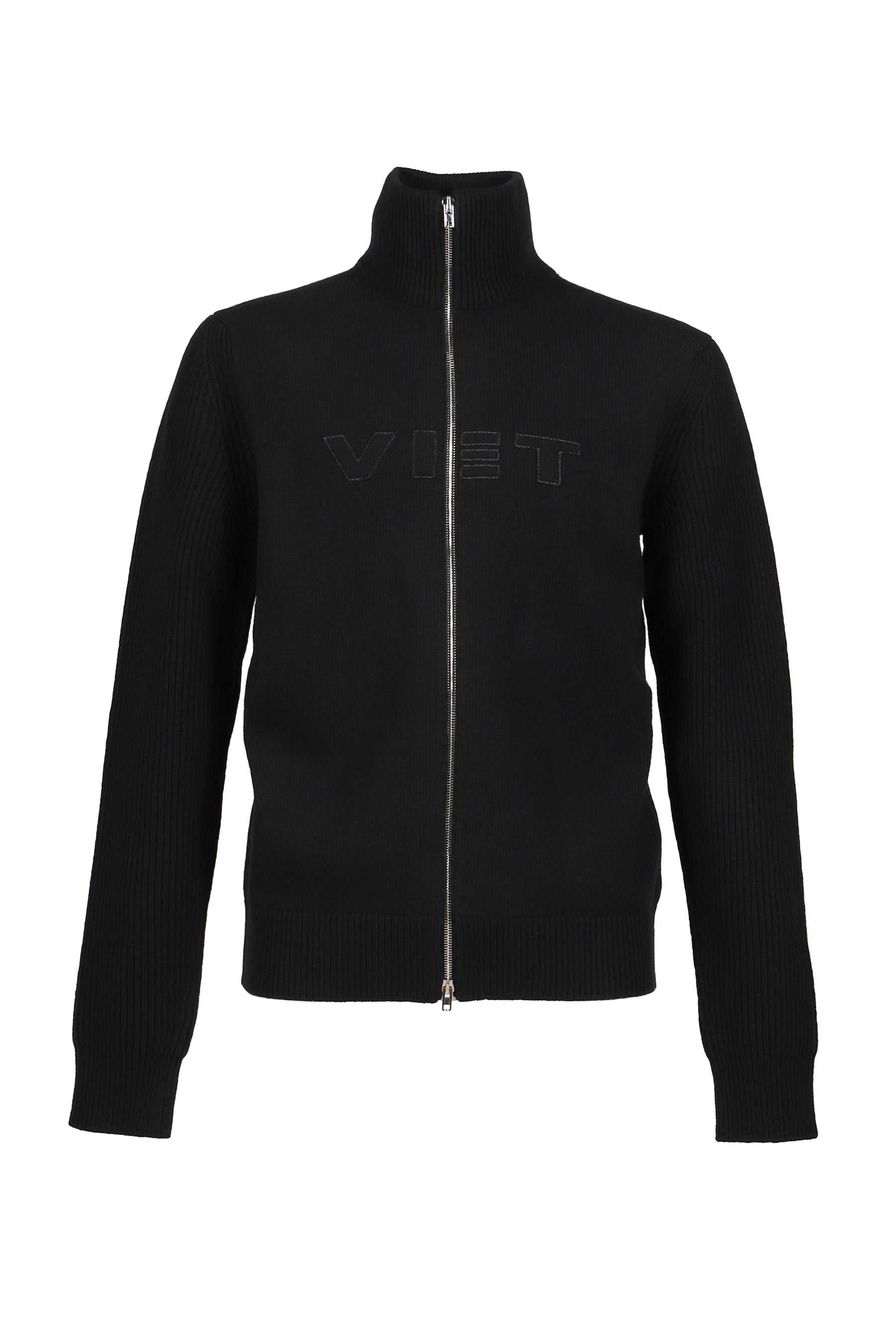 VETEMENTS FW25 VET ZIP-UP SWEATER / BLACK - NUBIAN