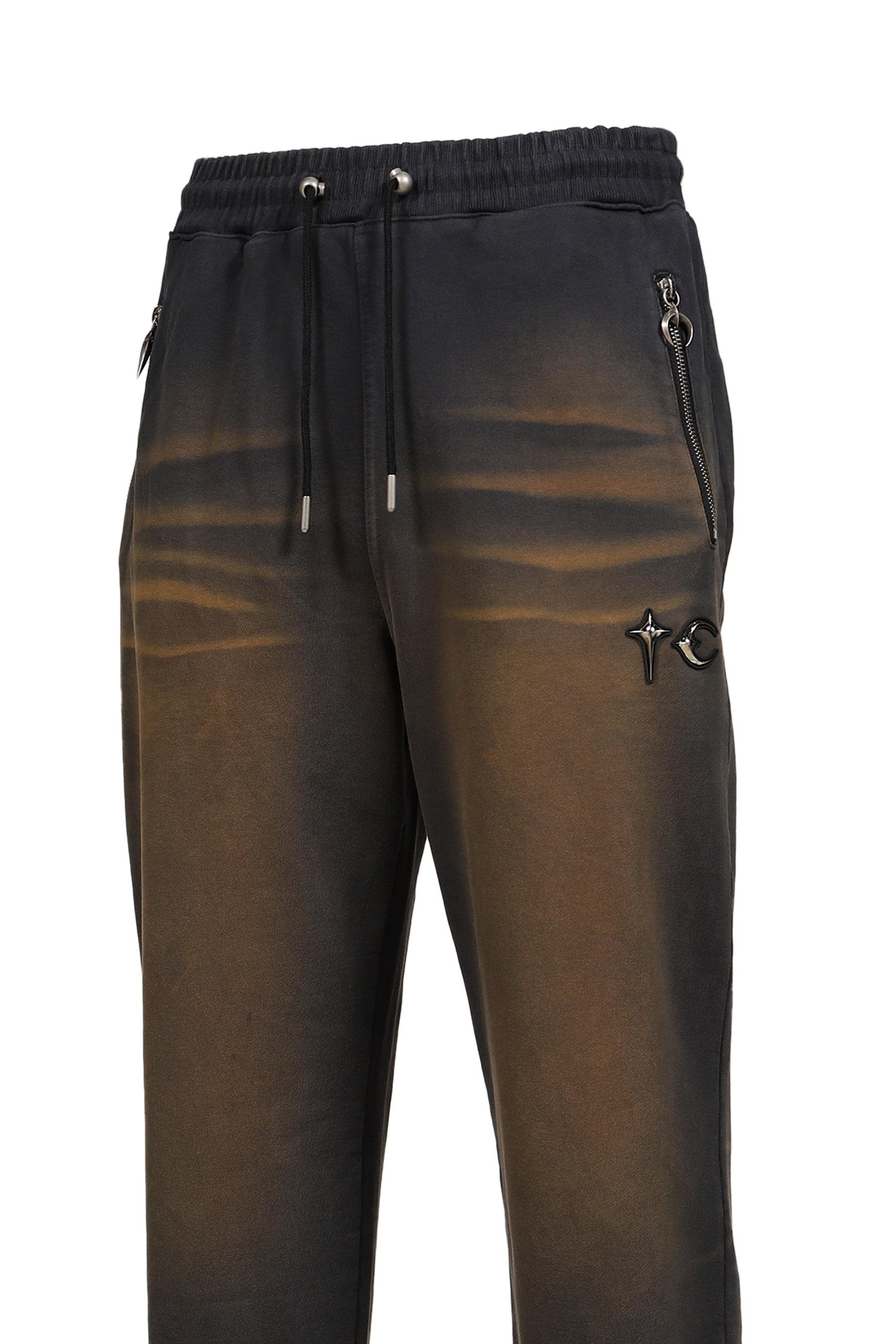 TC TWO TONE WASHED JOGGER PANTS / RUST BLK