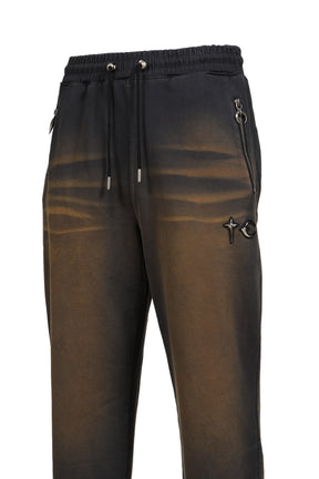 TC TWO TONE WASHED JOGGER PANTS / RUST BLK