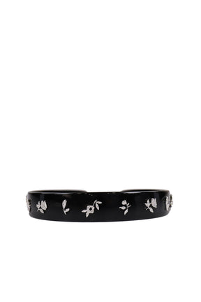 ZIRCON-PAINTED FLORAL WIDE HAIR BAND / SIL