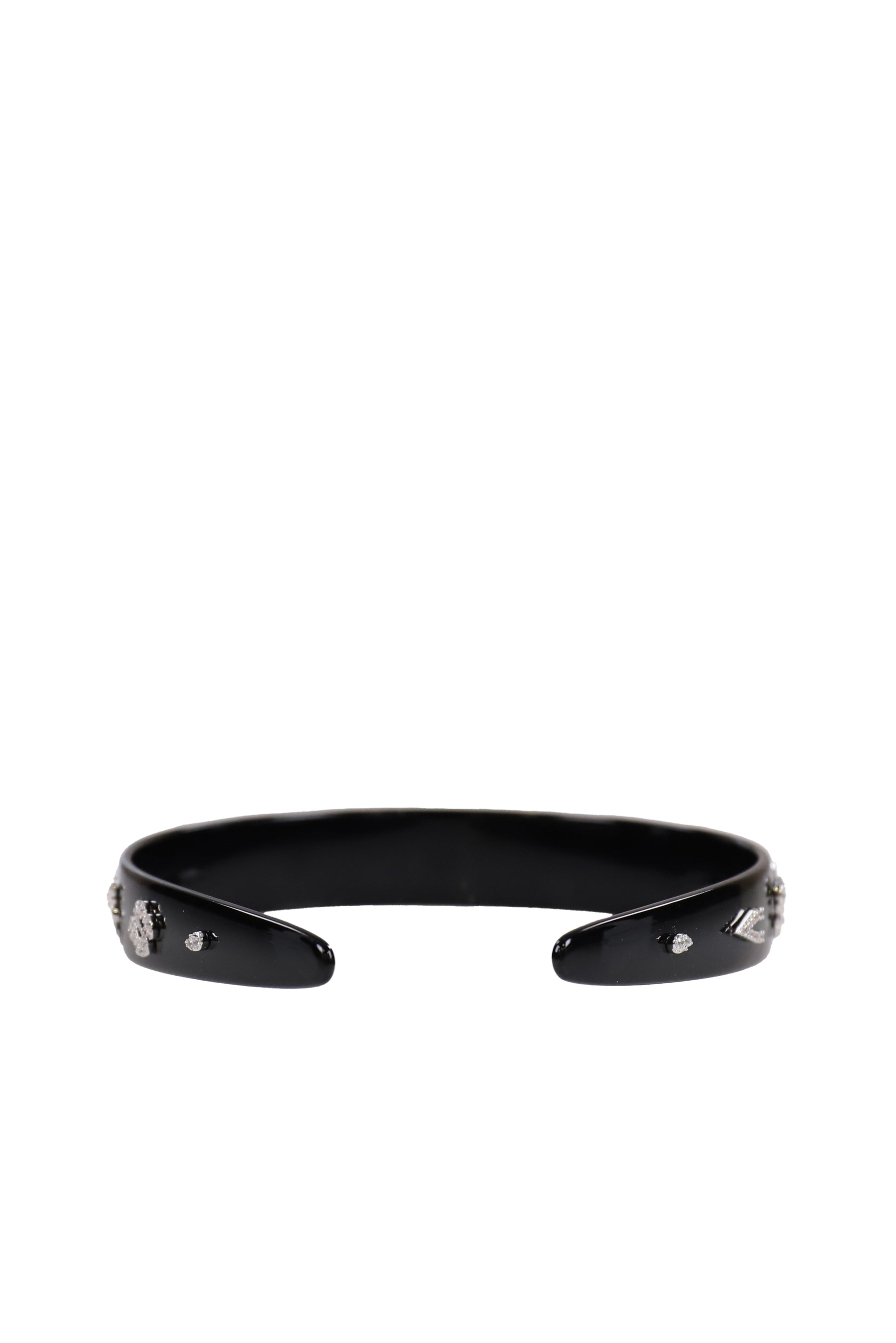 ZIRCON-PAINTED FLORAL WIDE HAIR BAND / SIL