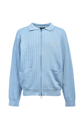 SCRIPT LOGO KNIT ZIP UP JACKET / ICE