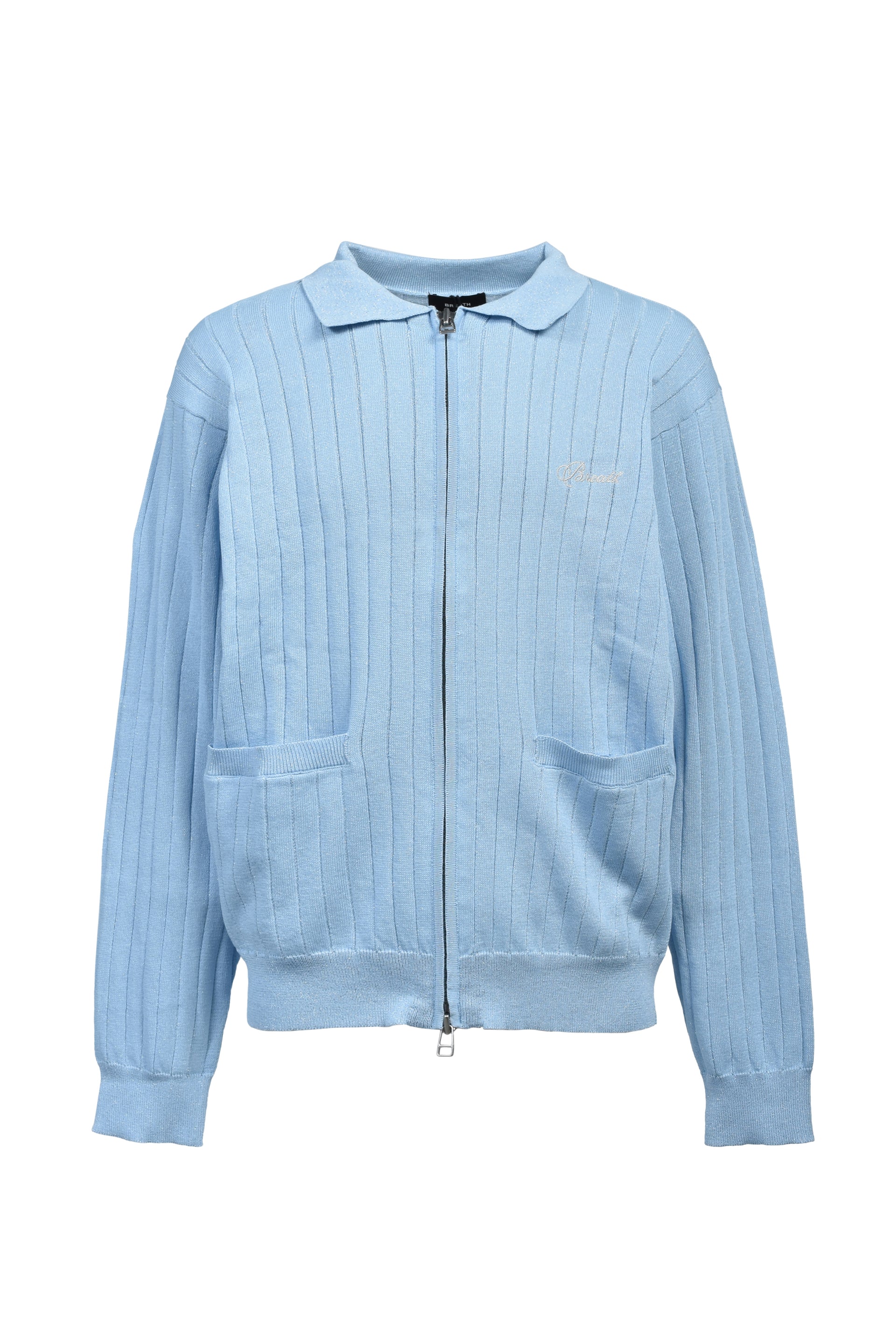 SCRIPT LOGO KNIT ZIP UP JACKET / ICE