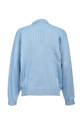 SCRIPT LOGO KNIT ZIP UP JACKET / ICE