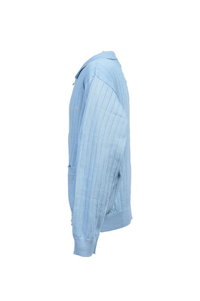 SCRIPT LOGO KNIT ZIP UP JACKET / ICE