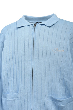 SCRIPT LOGO KNIT ZIP UP JACKET / ICE