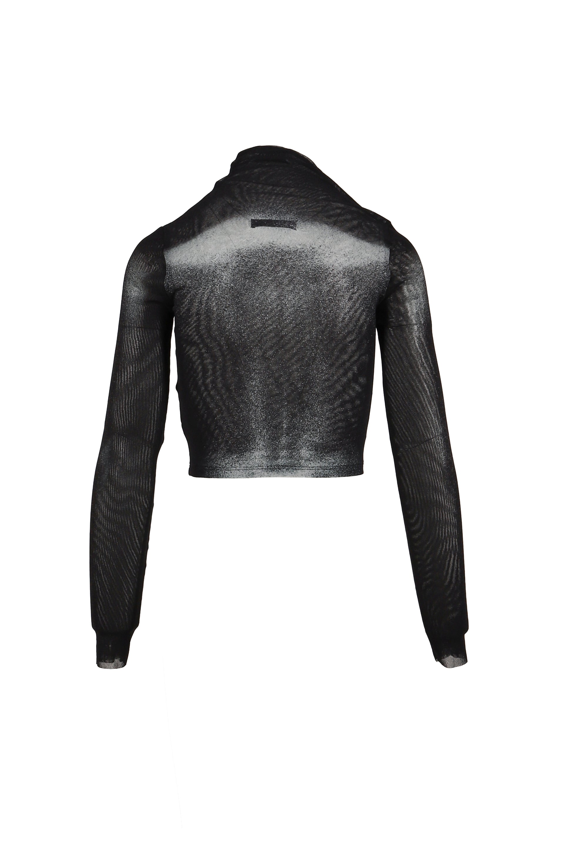 MESH ASYMETRIC COLLAR CROP TOP PRINTED "BODY DUST"