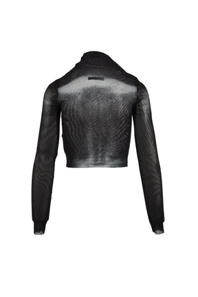 MESH ASYMETRIC COLLAR CROP TOP PRINTED "BODY DUST"