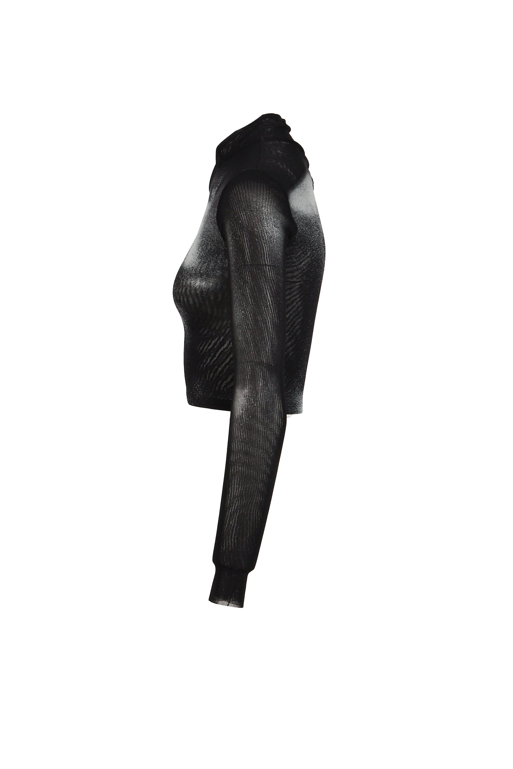 MESH ASYMETRIC COLLAR CROP TOP PRINTED "BODY DUST"