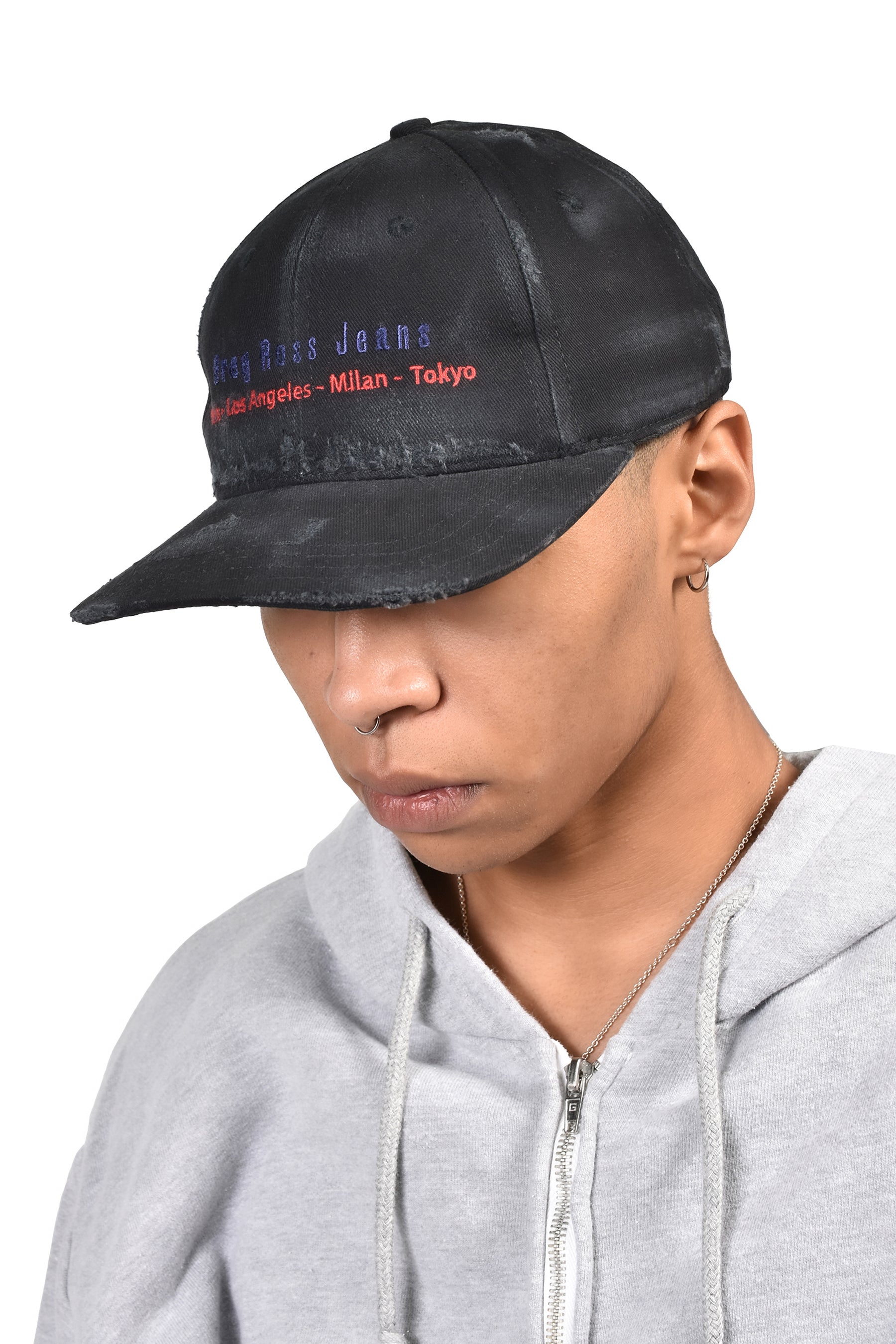 DISTRESSED CAP / BLK