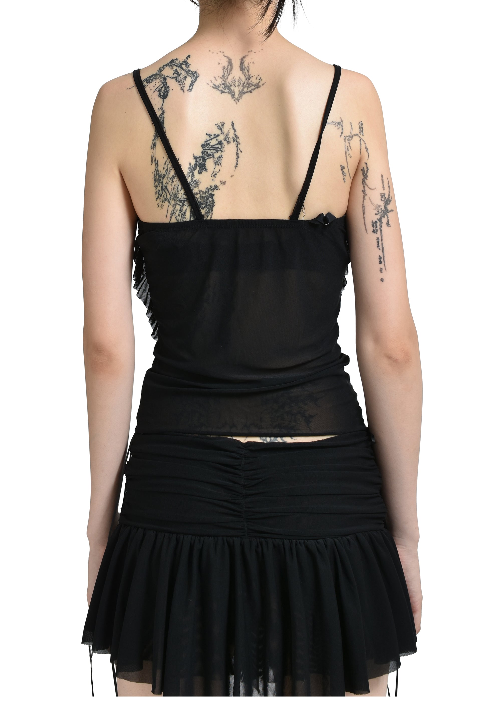 SHEER FRILL BUSTIER  CAMISOLE  / BLK