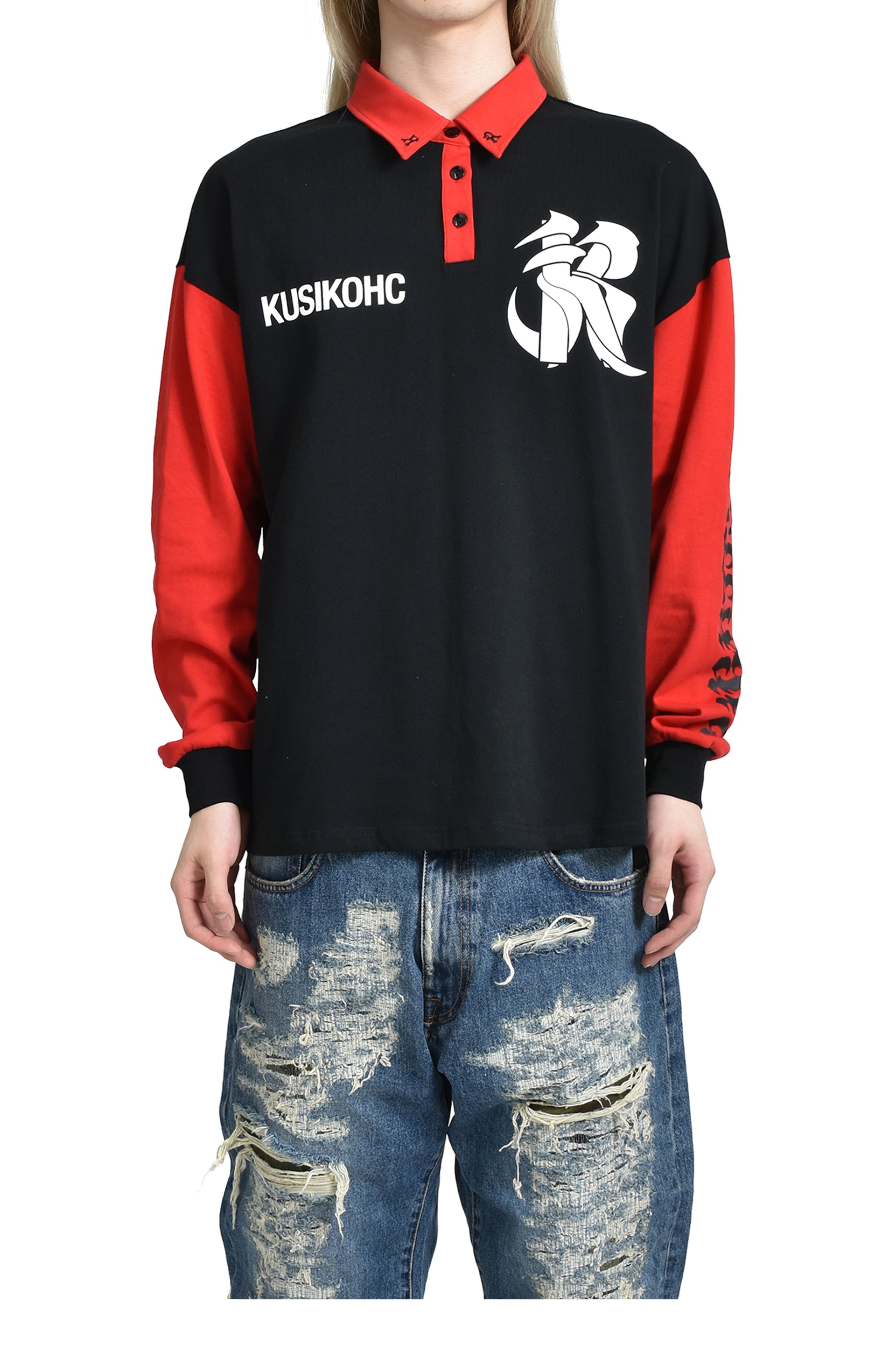 KUSIKOHC RUGBY LONGLSEEVE POLO / BLK