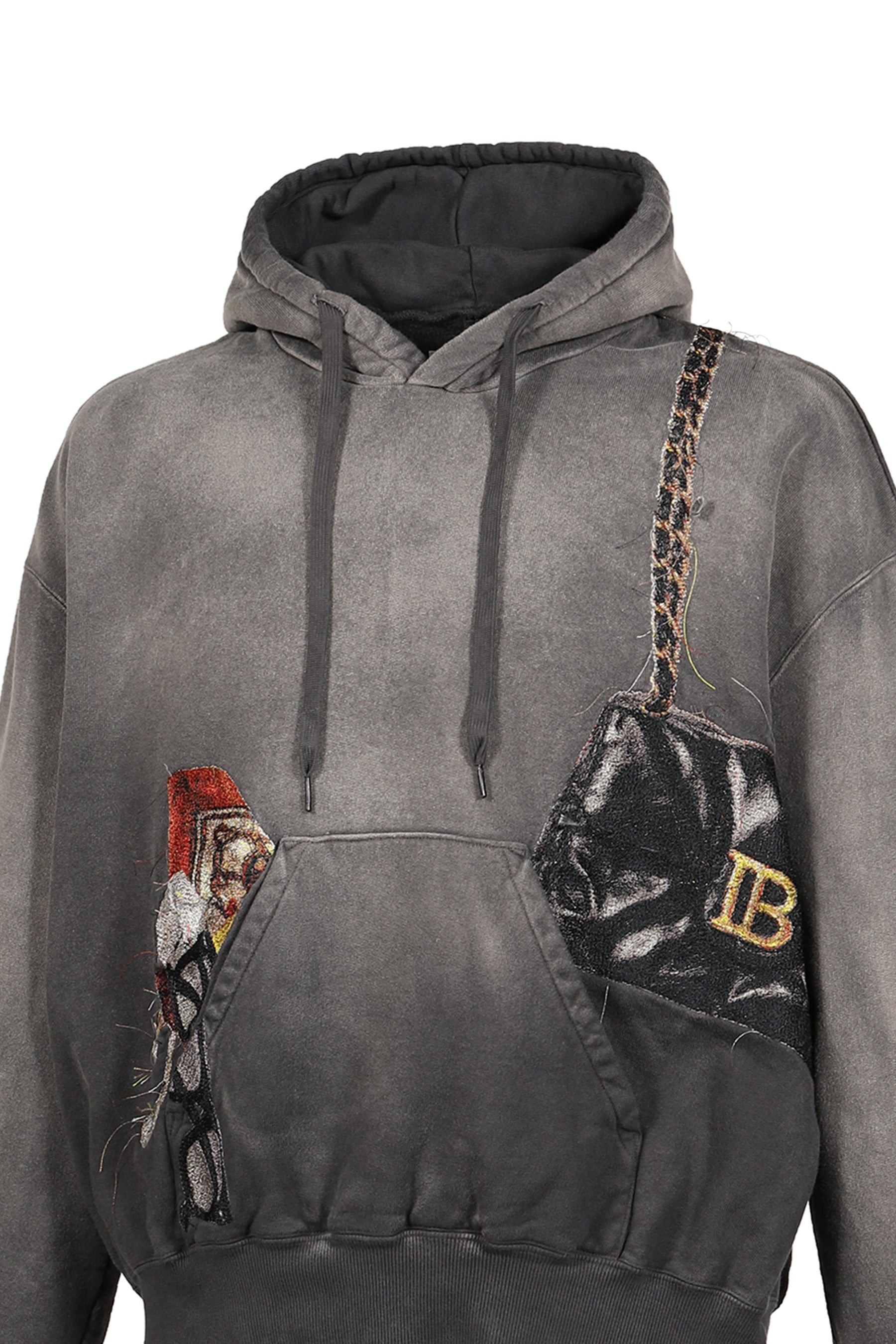 TROMPE L’OEIL EMBROIDERY HOODIE / BLK