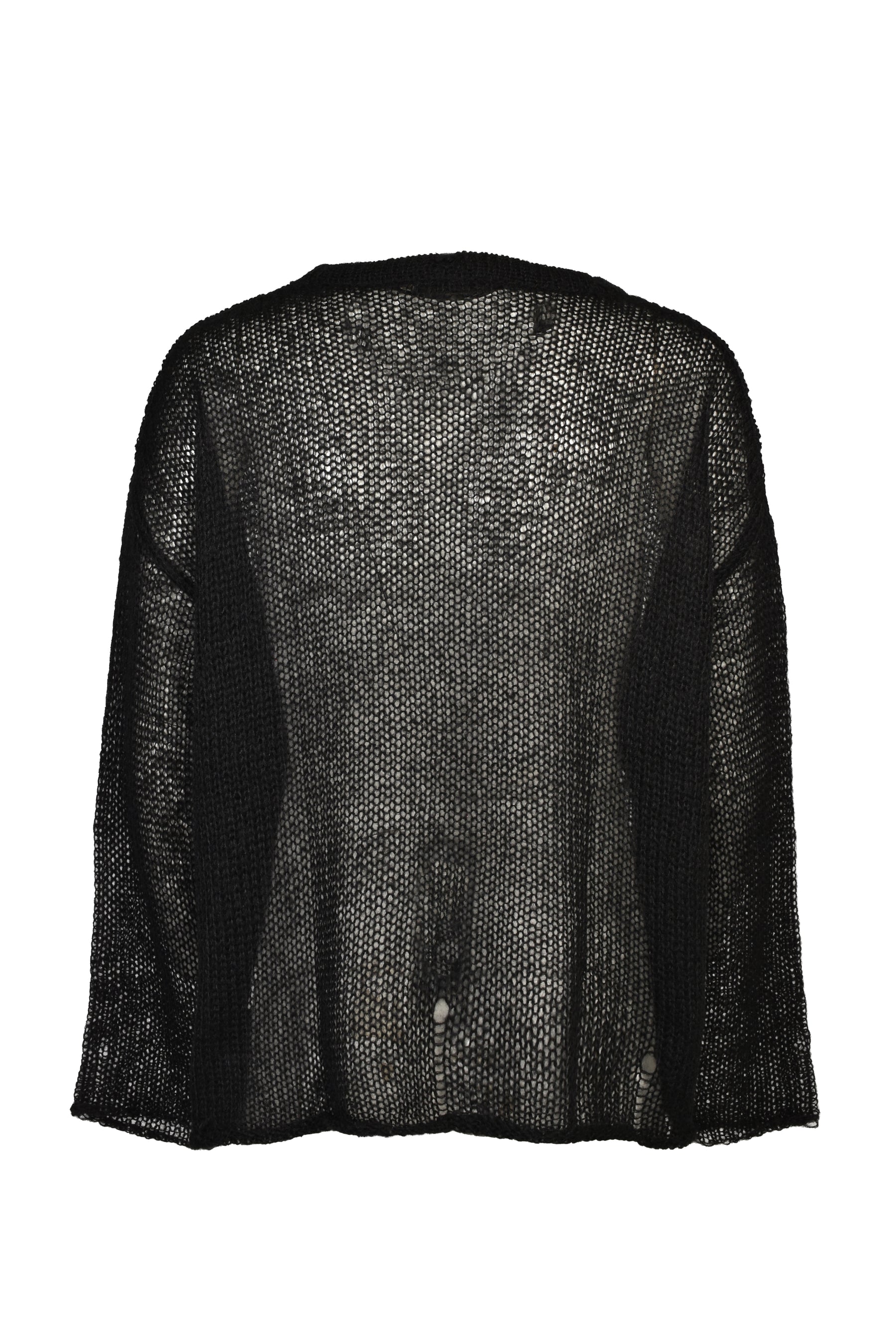 CROSS SEE-THROUGH KNIT SWEATER / BLK
