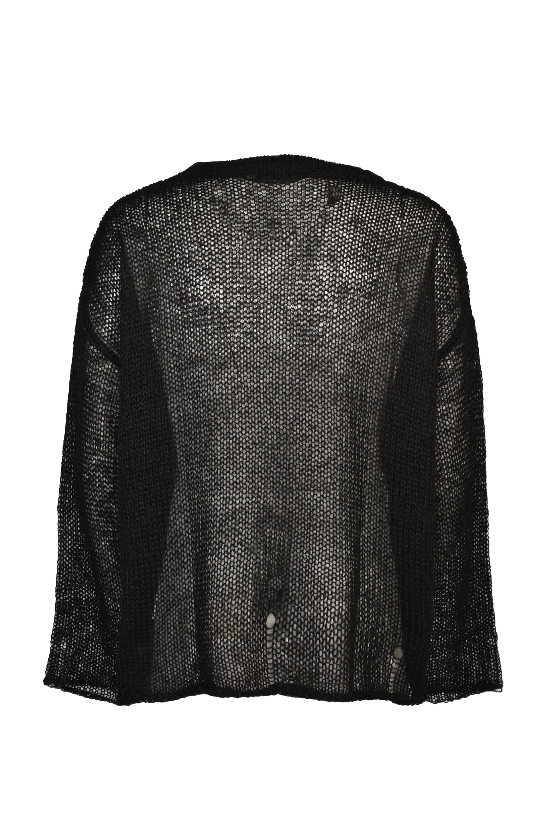CROSS SEE-THROUGH KNIT SWEATER / BLK