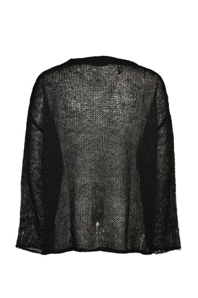 CROSS SEE-THROUGH KNIT SWEATER / BLK