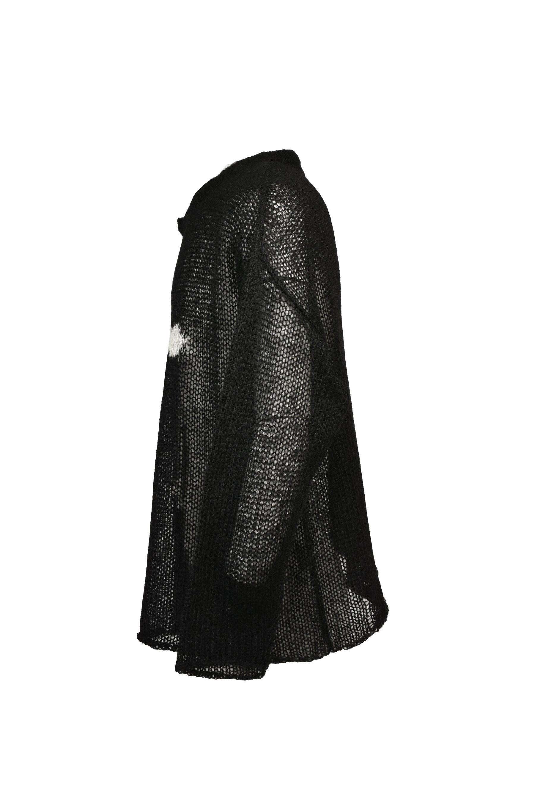 CROSS SEE-THROUGH KNIT SWEATER / BLK