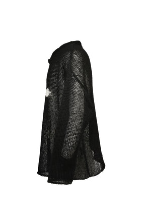CROSS SEE-THROUGH KNIT SWEATER / BLK