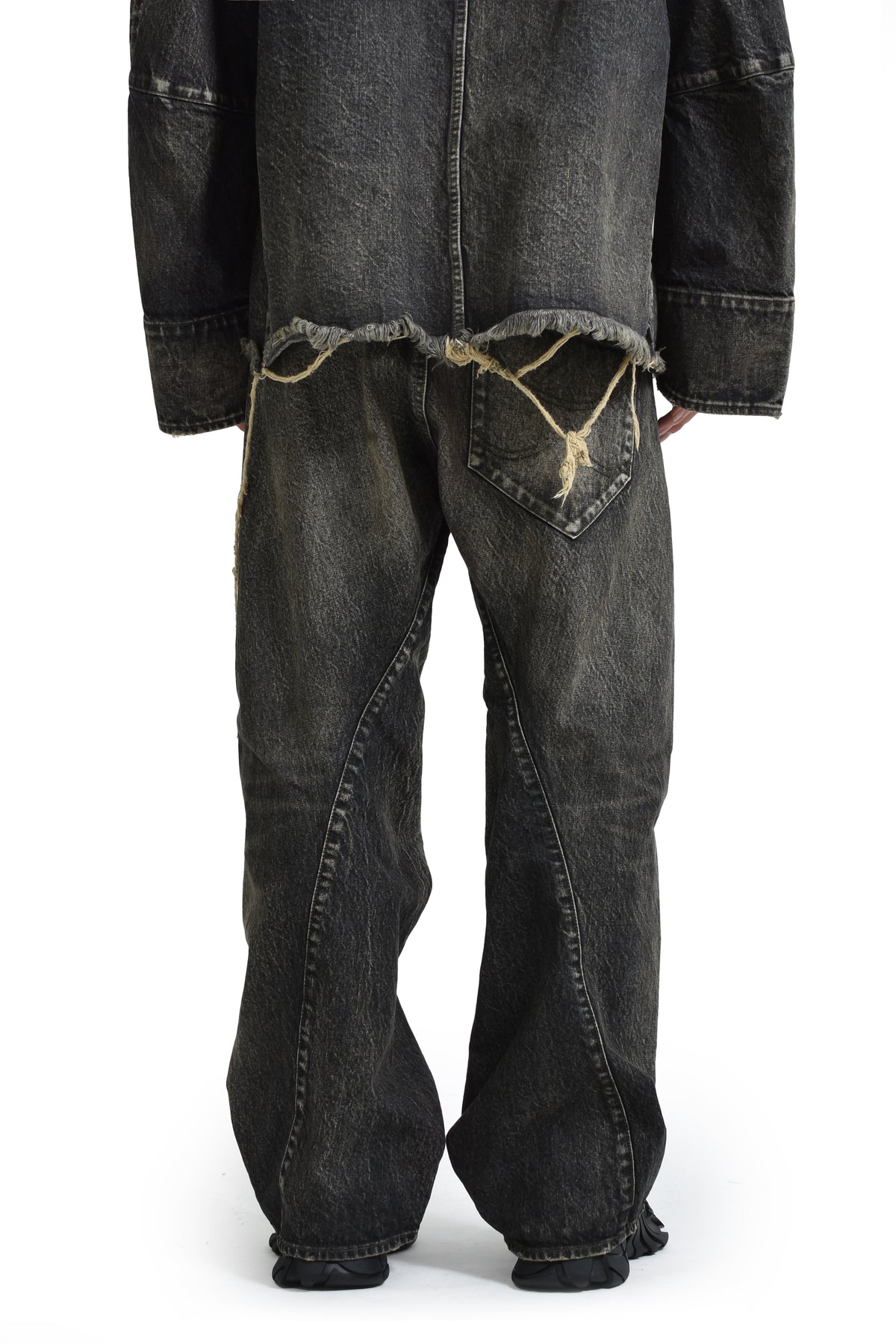 USED FINISH DENIM PANTS / BLK