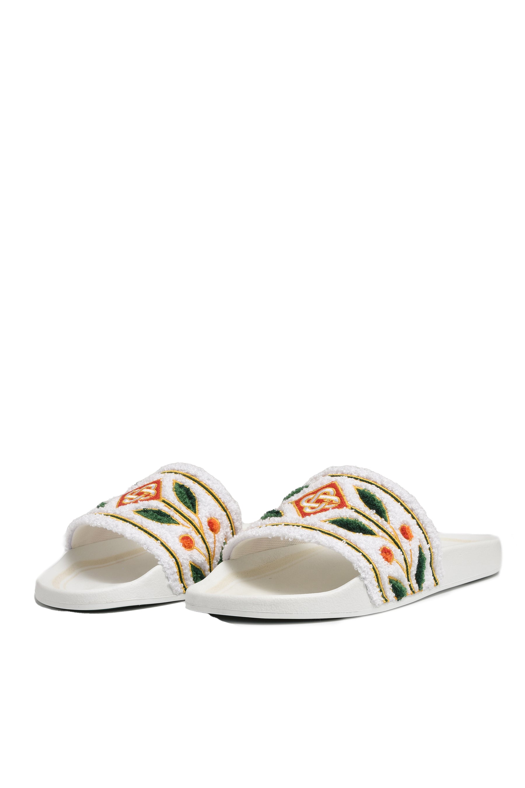 EMBROIDERED TERRY SLIDER / WHT